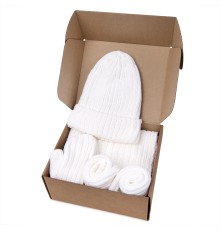 Набор подарочный НАСВЯЗИ©: шапка, шарф,  варежки, носки, бежевый