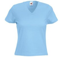 Футболка "Lady-Fit V-Neck T", небесно-голубой_XS, 95% х/б, 5% эластан, 210 г/м2